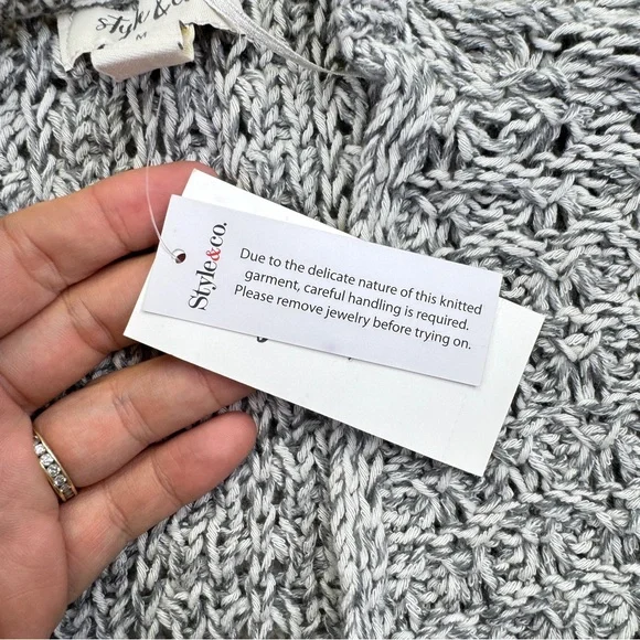 NWT Style & Co. Gray and Cream Knit Cardigan Sweater - Picture 7 of 12